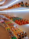 Barcelona / Spain - November 12, 2018: toy store shelves with colorful rubber ducklings