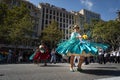 Barcelona, Spain. 12 Ocober 2019: Bolivian dancers during Dia de la Hispanidad in Barcelona.
