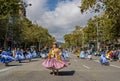 Barcelona, Spain. 12 October 2019: Bolivian Moreno dancers during Dia de la Hispanidad in Barcelona.