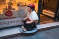 Barcelona, Spain - October 13, 2022: Caganer wearing traditional hat barretina, originally character in Catalan Royalty Free Stock Photo