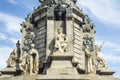 Barcelona, Spain - October 05, 2016: Detail of statue of Christopher Columbus. This monument is located in Plaza del Portal de la