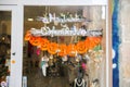 BARCELONA, SPAIN - OCTOBER 15, 2018: Happy Halloween decoration in the shop window in Barcelona