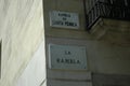 Barcelona / Spain - October 10 2017, La Rambla street sign.