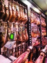 Barcelona, Spain - October 2015: Meat seller in local wet market