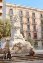 Monument to playwright Frederic Soler in Barcelona Royalty Free Stock Photo