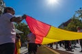 Barcelona, Spain - October 12 2022: National Day of Spain in Barcelona