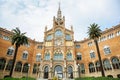 BARCELONA, SPAIN - OCTOBER 15, 2018: Sant Pau hospital in Barcelona city. City streets architecture