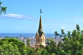 Gaudi house tower at Park Guell in Barcelona, Spain, Europe Royalty Free Stock Photo