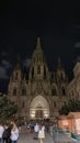 Barcelona Spain panoramic city views at night Royalty Free Stock Photo