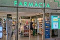 04.08.2023. Barcelona, Spain, pharmacy located inside the Barcelona Sants train station