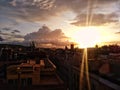 Barcelona, Spain - 23rd October 2019: Barcelona skyline, at sunset