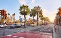 Barcelona, Spain. Road avenue near Barceloneta beach. Royalty Free Stock Photo