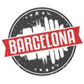 Barcelona Spain Round Travel Stamp. Icon Skyline City Design Vector Seal Badge Illustration. Royalty Free Stock Photo