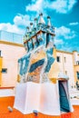 Roof  housetop Gaudi\'s creation-house Casa Batlo. The building that is now Casa Batllo was Royalty Free Stock Photo
