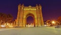 Arc of Triomphe in Barcelona city, Spain. Night scene Royalty Free Stock Photo