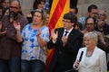 Catalan President Puigdemont receiving population that will help with referendum