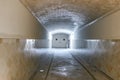 Barcelona, Spain - September 19, 2021: Corridor with the doors of the surgical area in the background inside of Hospital of the