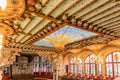 Barcelona, Spain-September 27, 2021: Detail of stained glass ceiling of the Palau de la MÃÂºsica Catalana Royalty Free Stock Photo