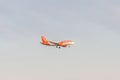 A Easyjet Airbus A320 taking off from on september 26, 2020 in Barcelona. Vueling is a spanish low-cost airline with some 87 Royalty Free Stock Photo