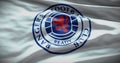 Barcelona, Spain - 17 September 2022: Glasgow Rangers FC football club, soccer team logo. 3D illustration, Illustrative