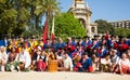 Group of people dressed as trabucaires on National Day of Catalonia Royalty Free Stock Photo