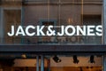 Barcelona, Spain-September 18, 2022. Logo and facade of Jack and Jones, Bestseller, a textile company. It was founded in RingkÃÂ¸ Royalty Free Stock Photo