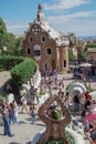 Barcelona, Spain - 24 September 2016: Park Guell entrance Dragon Fountain. Royalty Free Stock Photo