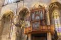 Barcelona, Spain - September 21, 2021: Pipe organ of Santa MarÃÂ­a del Mar inside the basilica located in the city of Barcelona, Royalty Free Stock Photo