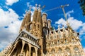 Barcelona, Spain, September 20, 2019. The Sagrada Familia, is a huge Roman Catholic basilica in Barcelona, Spain designed by