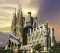 Barcelona, Spain, September 20, 2019. The Sagrada Familia, is a huge Roman Catholic basilica in Barcelona, Spain designed by