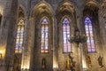 Barcelona, Spain - September 21, 2021: Stained glass windows of Santa MarÃÂ­a del Mar inside the basilica located in the city of Royalty Free Stock Photo