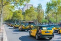 Barcelona, Spain; September 28 2021: Taxi strike in Barcelona against regulation fares