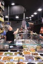 Barcelona, Spain - september 30th 2019: Assortment of olives on La Boqueria Market stand