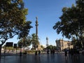 BARCELONA, SPAIN - Sertember, 2011: Fragment of Barcelona Colon monument in Barcelona, Spain