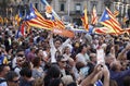 Peacefully protest against the arrests of two Catalan separatist leaders and to demand their liberation