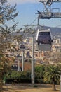 BARCELONA, SPAIN. Teleferic de Montjuic (overhead cable ways), view from the cable car. Royalty Free Stock Photo