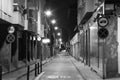Quiet Street Alley in Barcelona Black White