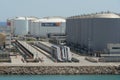 View on fuel storage plant Meroil for diesel and gasoline in port of Barcelona.