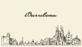 Barcelona Spain vintage hand drawn sketch Royalty Free Stock Photo