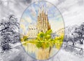 BARCELONA, SPAIN. watercolor painting Illustration art