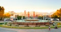 Barcelona, square of Spain in the evening, Plaza de Espana Royalty Free Stock Photo