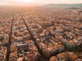 Barcelona street aerial view with beautiful patterns in Spain. Royalty Free Stock Photo