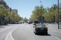 Barcelona taxi in the street, rear view of a Skoda Rapid Royalty Free Stock Photo