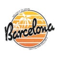 Barcelona travel print with text for t-shirt graphic and other. Vector illustration.