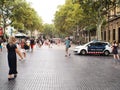 Barcelona turists at La Rambla street Royalty Free Stock Photo