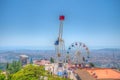 Barcelona viewed from tibidabo amusement park in Spain