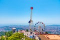 Barcelona viewed from tibidabo amusement park in Spain