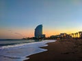 Barceloneta beach and Luxury Boutique hotel in Barcelona, Spain.