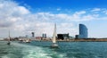 Barceloneta from sea side. Barcelona, Spain Royalty Free Stock Photo