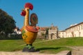 BARCELOS, PORTUGAL - CIRCA JANUARY 2019: Statue of the of Barcelos, national symbol of Portugal